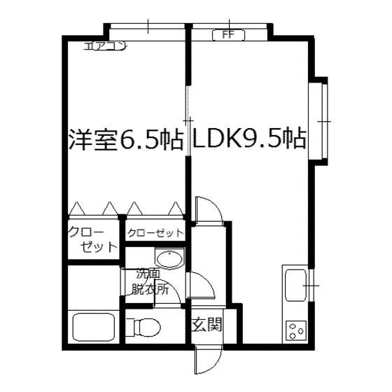 メゾン三内A(1LDK/2階)の間取り写真