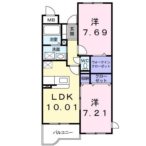 ジェルメ(2LDK/2階)の間取り写真