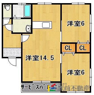 グレース手鎌II(2LDK/1階)の間取り写真