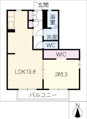 メゾン・デュ・シーニュB棟(1LDK/2階)の間取り写真