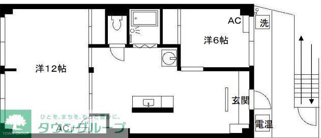 長島ビル(2LDK/3階)の間取り写真