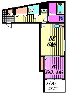 MARK DUO 大和田(1DK/3階)の間取り写真