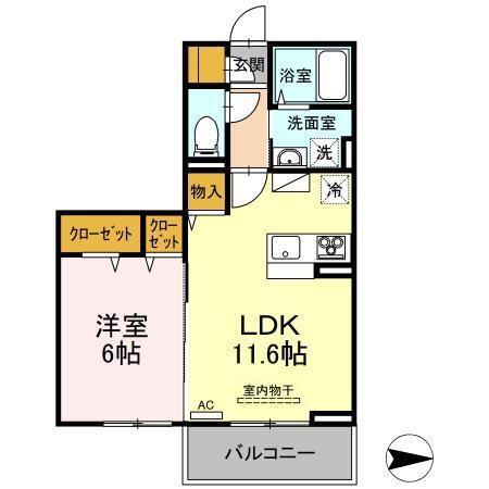 スフィーダ(1LDK/2階)の間取り写真