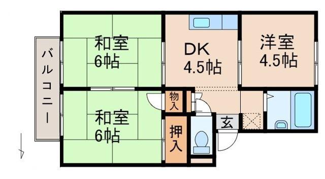 TAKEHOUSE(3DK/2階)の間取り写真