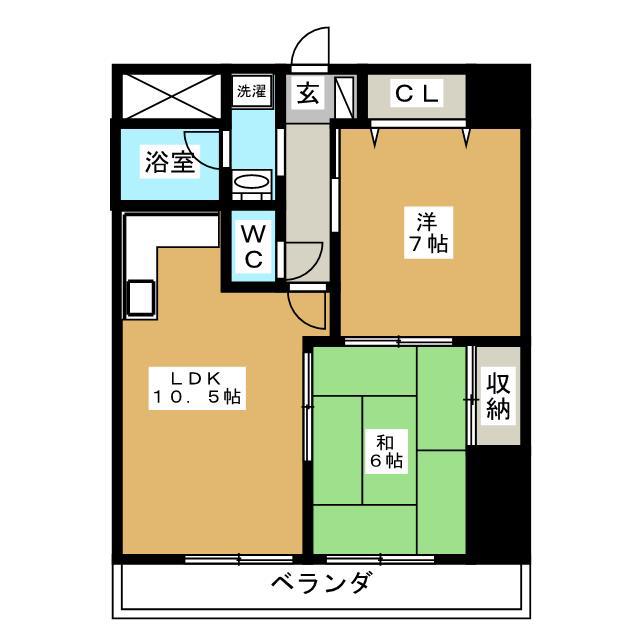 パレ アルカディア(2LDK/9階)の間取り写真