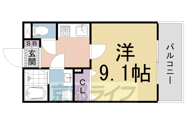 エルマージュ安朱(1K/1階)の間取り写真