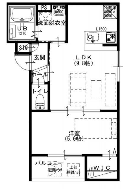 RAFFINE貝塚(1LDK/1階)の間取り写真