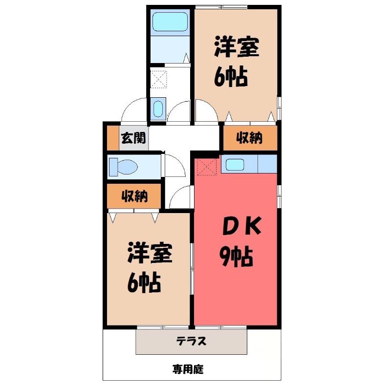 セジュール赤城B(2DK/1階)の間取り写真