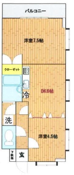 センリーフ旭II(2DK/3階)の間取り写真