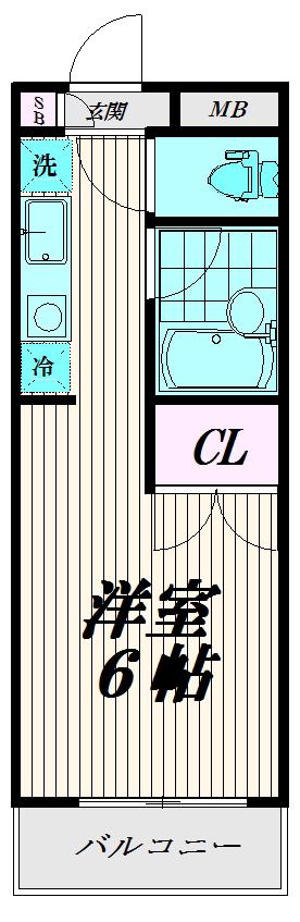 GONハイム(ワンルーム/2階)の間取り写真