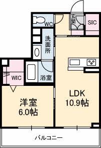 アブニールS(1LDK/4階)の間取り写真