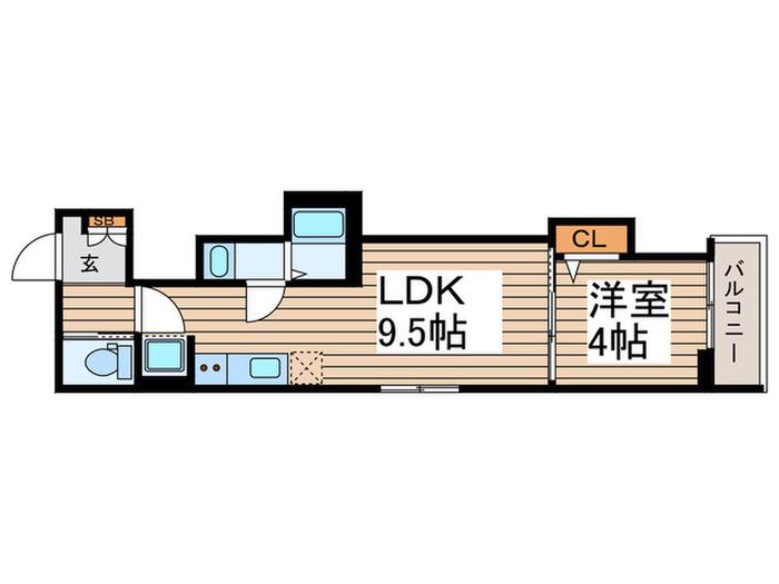 ソレイユ柵下(1LDK/2階)の間取り写真