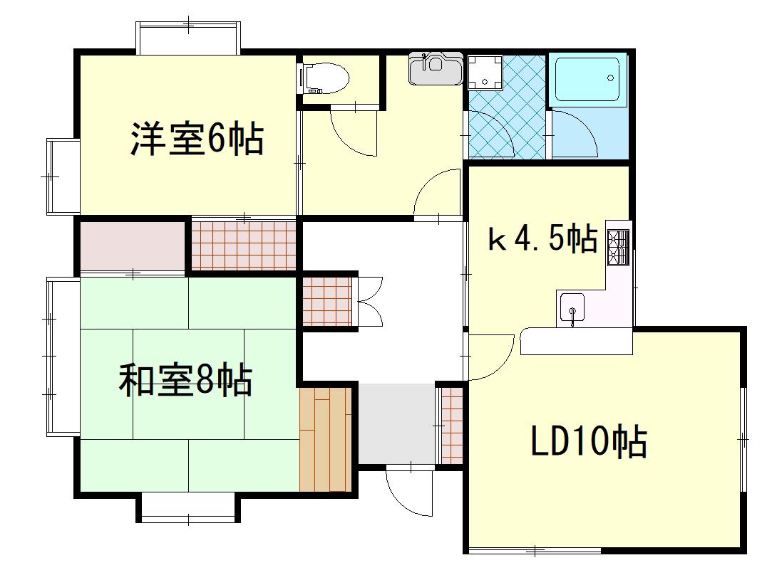Bレジデンス(2LDK/1階)の間取り写真