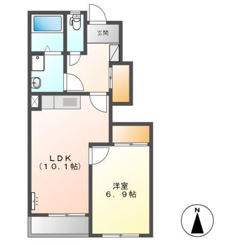 CASA I(1LDK/1階)の間取り写真