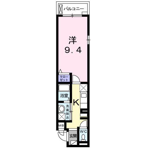 フルール 高助(1K/1階)の間取り写真