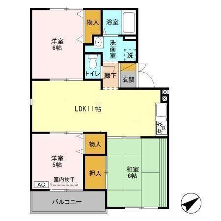 ニュートリヴァンベールユアサ(3LDK/2階)の間取り写真