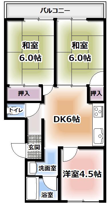 コーポ忠栄(3DK/4階)の間取り写真
