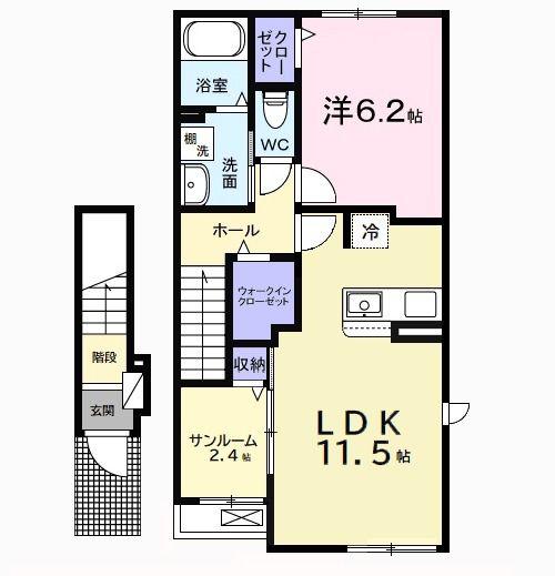 サンリット(1LDK/2階)の間取り写真