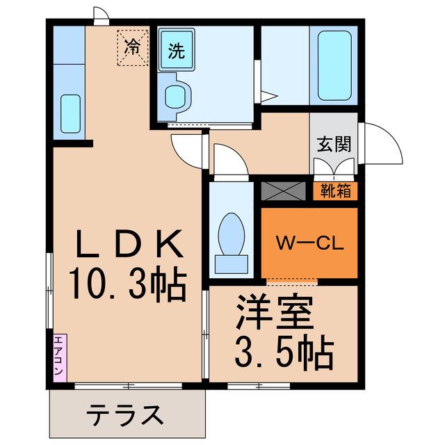 LUNA COURT(1LDK/1階)の間取り写真