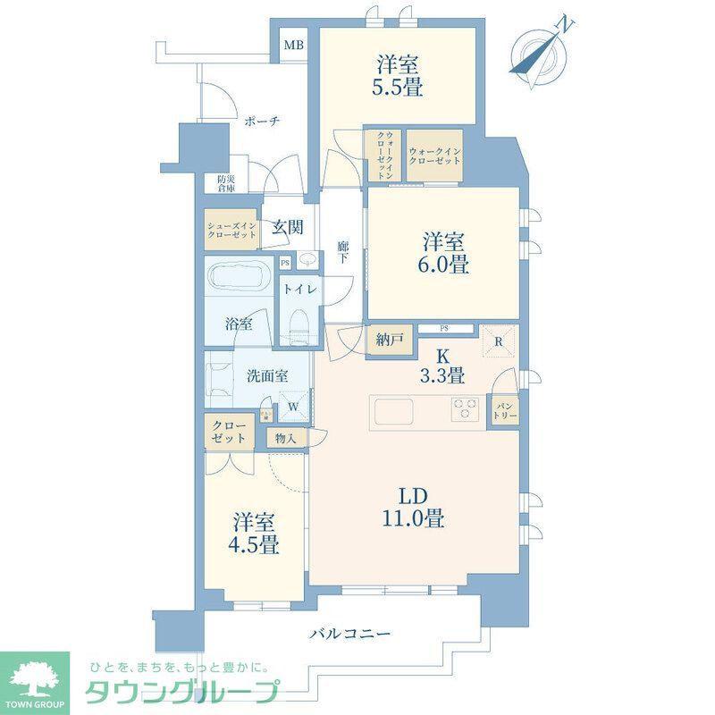 クレアホームズ北上尾(3LDK/7階)の間取り写真