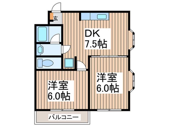 ドミール II(2DK/3階)の間取り写真