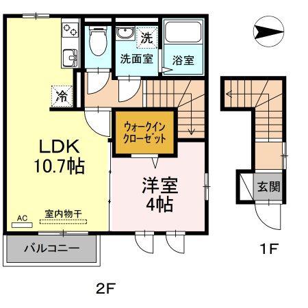 クロノス楓(1LDK/2階)の間取り写真