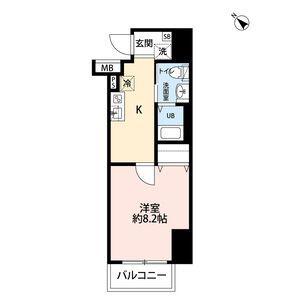 ライジングプレイス巣鴨(1K/8階)の間取り写真