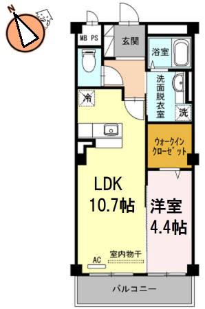 コンフォーティア沖浜(1LDK/2階)の間取り写真