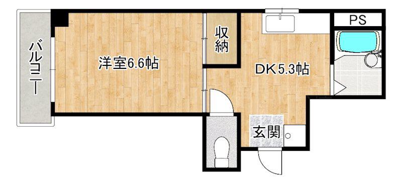 THビル(1K/2階)の間取り写真