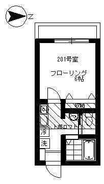グリーンリーフ綱島(1K/2階)の間取り写真