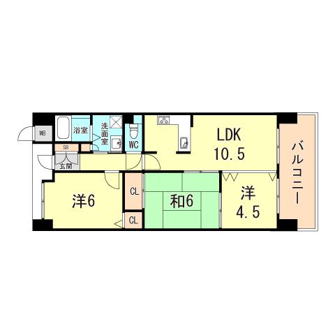 グランプレステージ西神戸伊川谷(3LDK/3階)の間取り写真