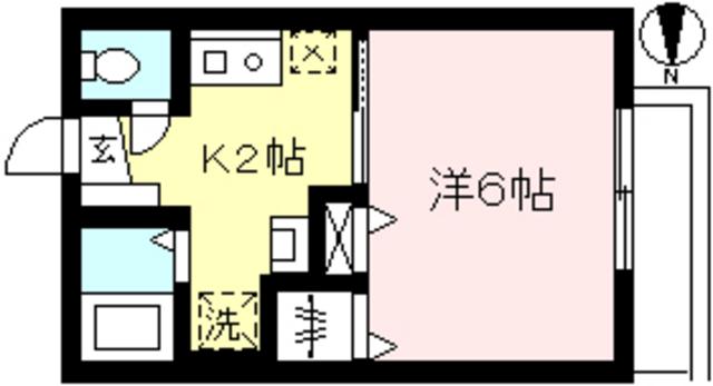 プレステージ宮坂(1K/1階)の間取り写真