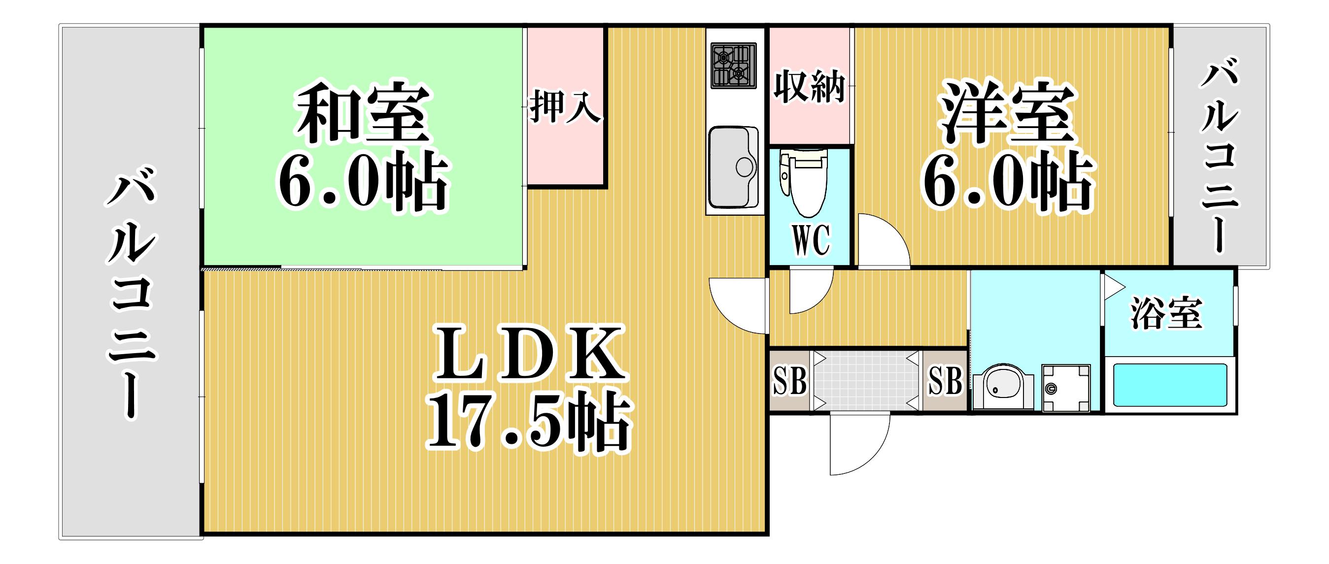 O・C・アパルタメント(2LDK/2階)の間取り写真