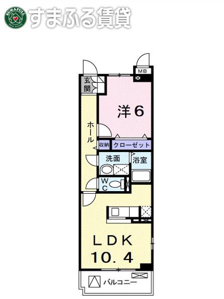 アルカンシェル森東(1LDK/2階)の間取り写真