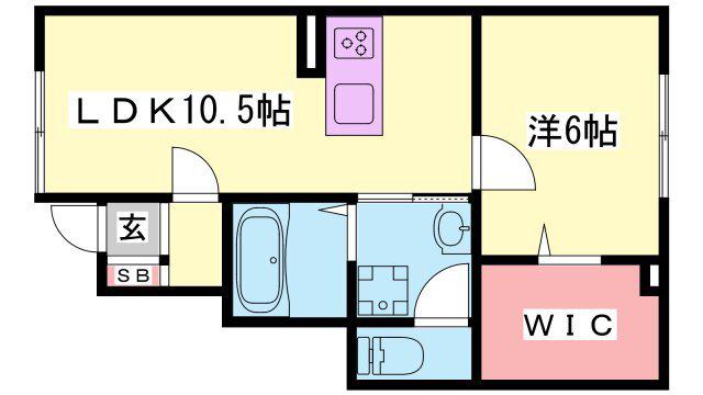 メゾンキャレB棟(1LDK/1階)の間取り写真