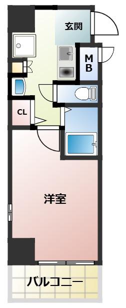エスリード東天満第2(1K/3階)の間取り写真