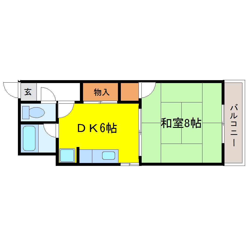 フラットハウス及川(1DK/10階)の間取り写真