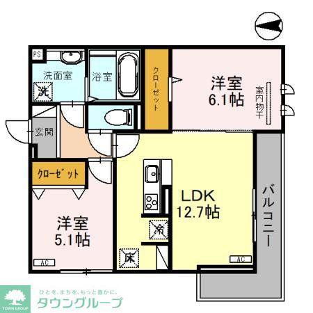 エクレール(2LDK/2階)の間取り写真