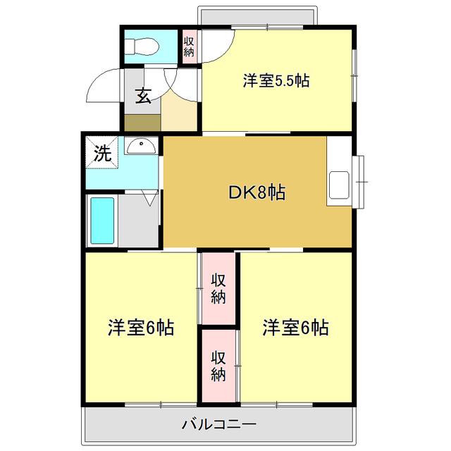 リバーハイツ比島II(3DK/4階)の間取り写真
