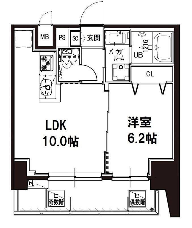 メゾンドアーク南大井(1LDK/7階)の間取り写真