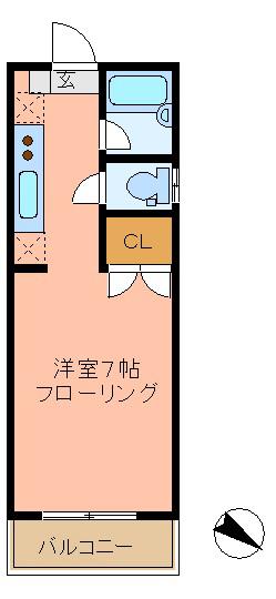 エピナール・ムツミ(ワンルーム/1階)の間取り写真