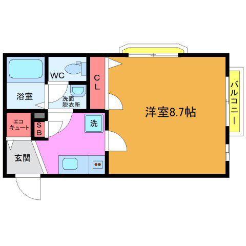 ベルメゾン(1K/2階)の間取り写真