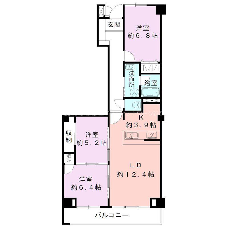 パークヒルズ女池上山(3LDK/4階)の間取り写真