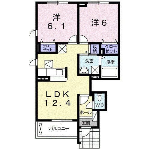 リシェコリーヌB(2LDK/1階)の間取り写真