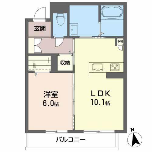 プランドール南矢野目(1LDK/1階)の間取り写真