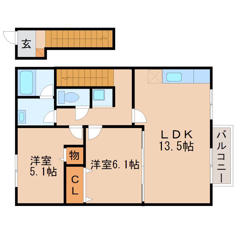 さくら160B棟(2LDK/2階)の間取り写真
