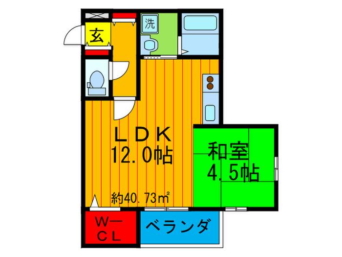 バンブーヒル(1LDK/1階)の間取り写真