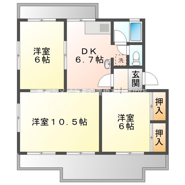 ベルシティ柱(3DK/4階)の間取り写真