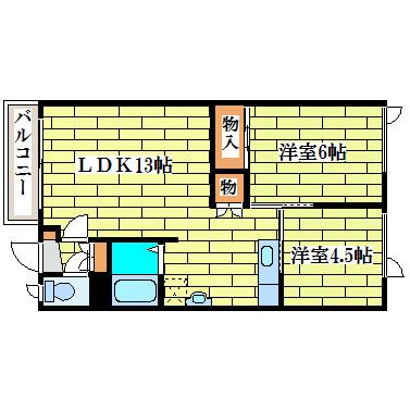 ロコハウス(2LDK/1階)の間取り写真