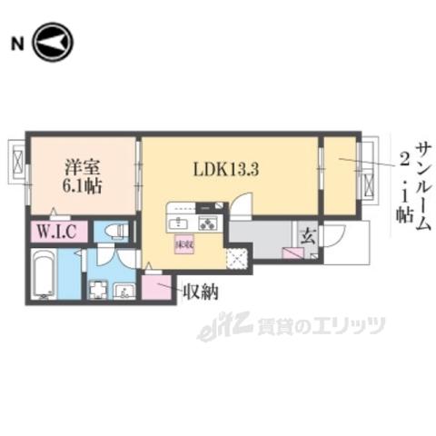 セレノ生駒Ⅱ(1LDK/1階)の間取り写真